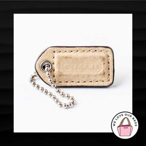 1.5" Small COACH TAN BEIGE TAUPE LEATHER KEY FOB